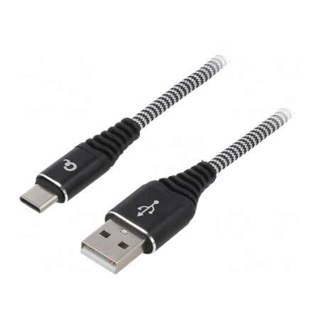 Cablu USB 2.0 USB A la USB C 2m Negru Aurit | Electronic-mag.ro | Componente Electronice