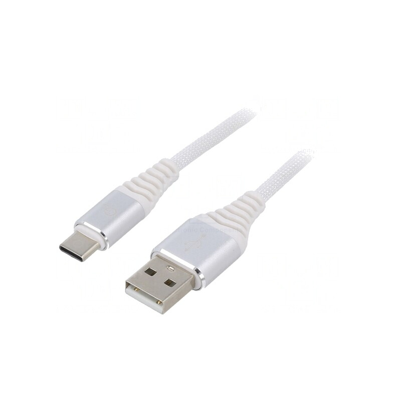 Cablu USB 2.0 A la C 2m Alb 480Mbps | Electronic-mag.ro | Componente Electronice
