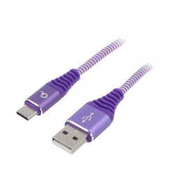 Cablu USB 2.0 A la C Aurit 2m Violet 480Mbps | Electronic-mag.ro | Componente Electronice