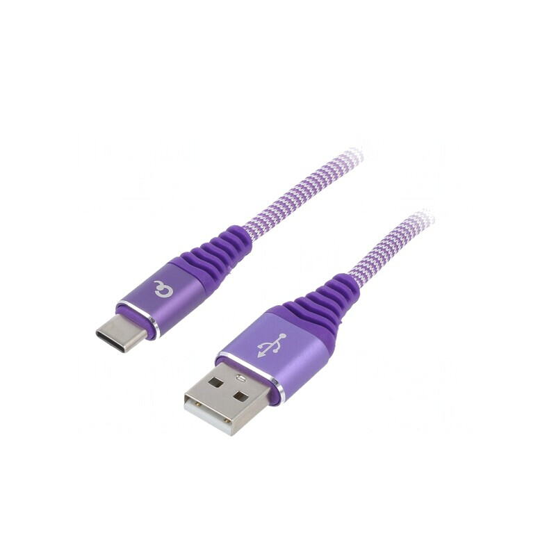 Cablu USB 2.0 A la C Aurit 2m Violet 480Mbps | Electronic-mag.ro | Componente Electronice