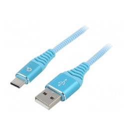 Cablu USB 2.0 USB-A la USB-C Aurit 2m Turcoaz