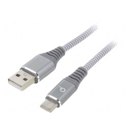 Cablu USB 2.0 USB-A la USB-C Aurit 2m Gri | Electronic-mag.ro | Componente Electronice