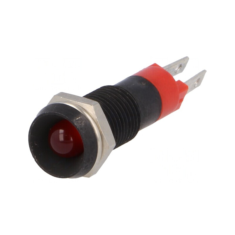 Lampă de control LED roșie 24-28V IP67 metal Ø8,2mm | Electronic-mag.ro | Componente Electronice