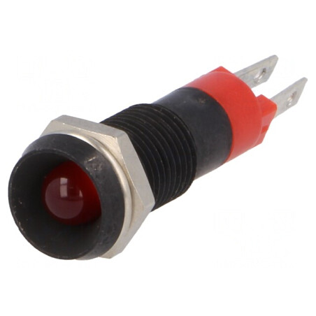 Lampă de control LED roșie 24-28V IP67 metal Ø8,2mm | Electronic-mag.ro | Componente Electronice