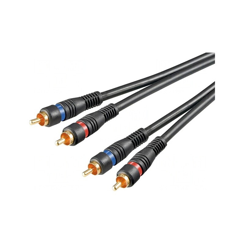 Cablu RCA dublu aurit 2m negru | Electronic-mag.ro | Componente Electronice