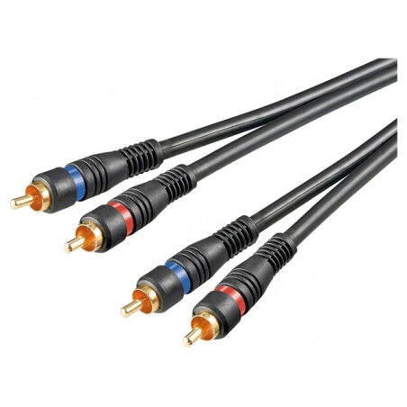 Cablu RCA dublu aurit 2m negru | Electronic-mag.ro | Componente Electronice