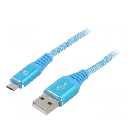 Cablu USB 2.0 A-Micro B Aurit 2m Turcoaz | Electronic-mag.ro | Componente Electronice