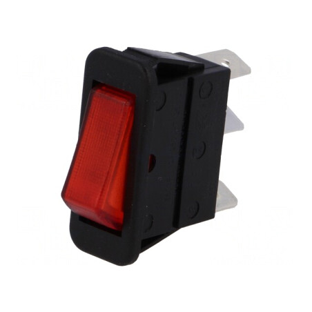 Comutator Rocker ON-OFF 16A 250V Roșu cu Lumină Neon | Electronic-mag.ro | Componente Electronice