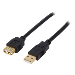 Cablu USB 2.0 A-A 5m Negru Aurit