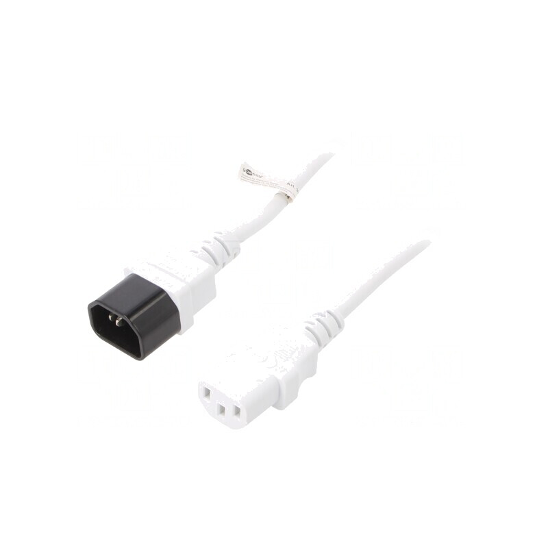 Cablu Prelungitor Alimentare Alb 0.5m IEC C13 la IEC C14 10A 250V | Electronic-mag.ro | Componente Electronice