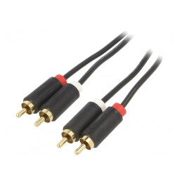 Cablu RCA dublu, 0.5m, aurit, negru | Electronic-mag.ro | Componente Electronice