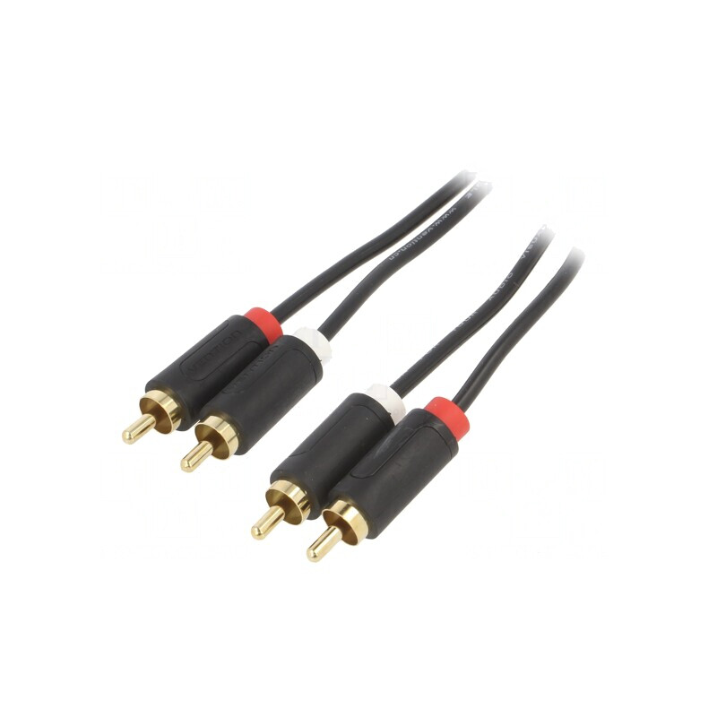 Cablu RCA dublu, 0.5m, aurit, negru | Electronic-mag.ro | Componente Electronice