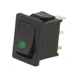 Comutator Rocker ON-OFF 16A 12VDC cu LED Negru | Electronic-mag.ro | Componente Electronice