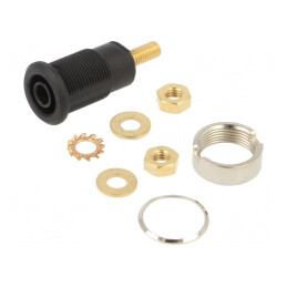 Soclu Banană 4mm 32A Negru Aurit 33mm | Electronic-mag.ro | Componente Electronice