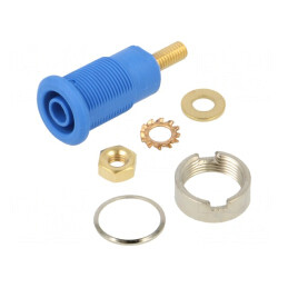 Soclu banană 4mm 32A aurit albastru 33mm | Electronic-mag.ro | Componente Electronice