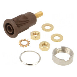 Soclu Banană 4mm 32A Maro Aurit 33mm | Electronic-mag.ro | Componente Electronice