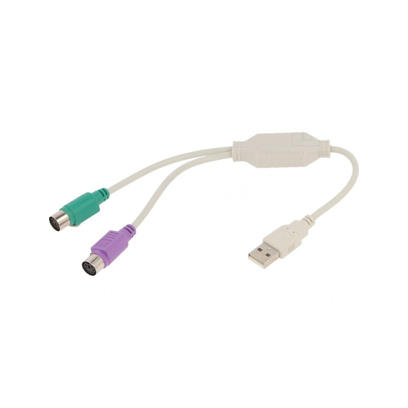 Adaptor USB 2.0 la PS/2 Dual Alb 0.3m | Electronic-mag.ro | Componente Electronice