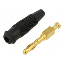 Mufă Banană 4mm 32A 60VDC Aurită Neagră | Electronic-mag.ro | Componente Electronice
