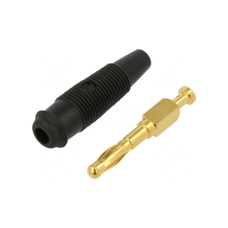 Mufă Banană 4mm 32A 60VDC Aurită Neagră | Electronic-mag.ro | Componente Electronice