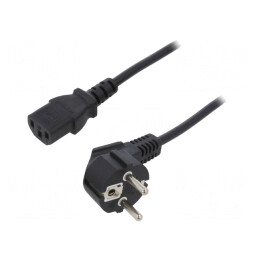 Cablu de Alimentare 3x0,75mm2 cu Ştecăr în Unghi şi Conector IEC C13 | Electronic-mag.ro | Componente Electronice