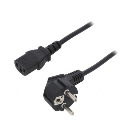 Cablu de Alimentare 3x0,75mm2 cu Ştecăr în Unghi şi Conector IEC C13 | Electronic-mag.ro | Componente Electronice