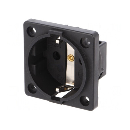 Conector Alimentare AC 2P+PE 250V 16A Negru | Electronic-mag.ro | Componente Electronice