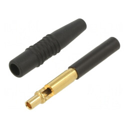 Soclu banană 4mm negru izolat aurit 300V 19A | Electronic-mag.ro | Componente Electronice