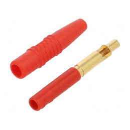 Soclu Banană 4mm Roșu Aurit 300V 19A | Electronic-mag.ro | Componente Electronice
