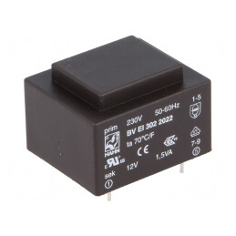 Transformator încapsulat 1,5VA 230VAC 12V 125mA PCB | Electronic-mag.ro | Componente Electronice