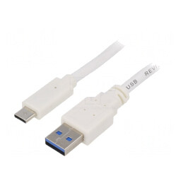 Cablu USB 3.0 A la C Aurit 0,5m Alb | Electronic-mag.ro | Componente Electronice