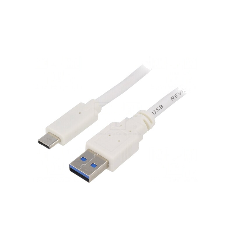 Cablu USB 3.0 A la C Aurit 0,5m Alb | Electronic-mag.ro | Componente Electronice