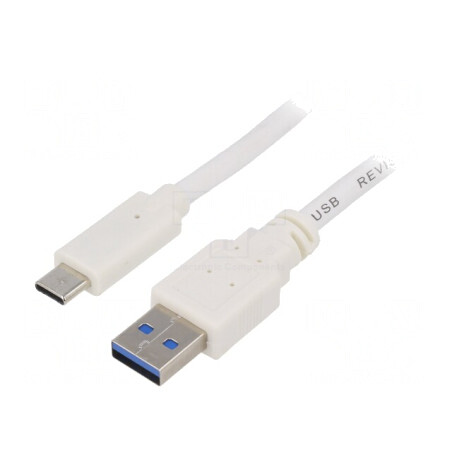 Cablu USB 3.0 A la C Aurit 0,5m Alb | Electronic-mag.ro | Componente Electronice