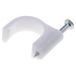 Suport alb pentru cablu rotund, 100 buc. cu cui | Electronic-mag.ro | Componente Electronice
