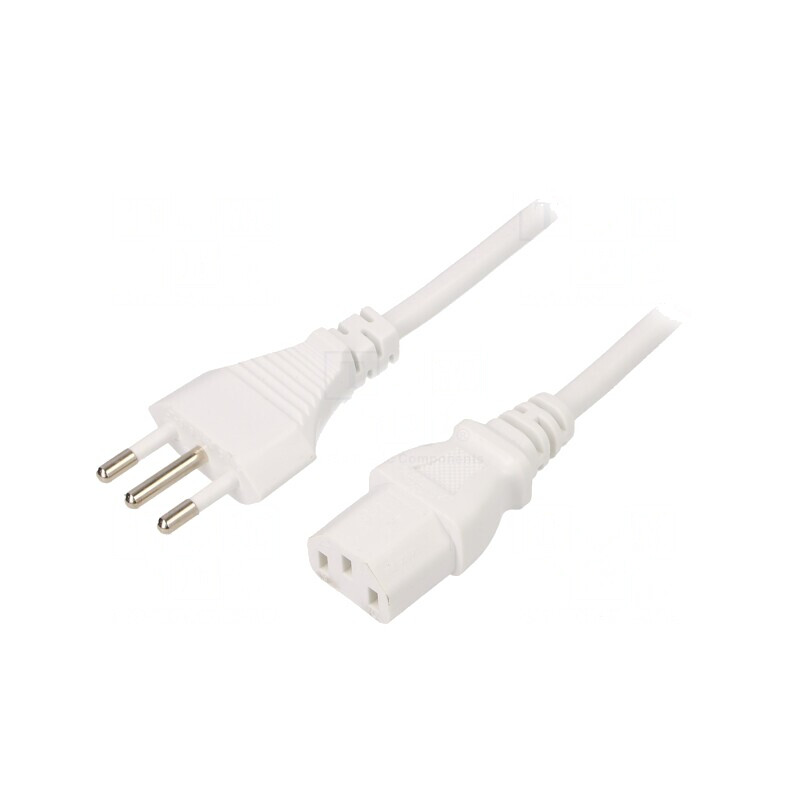 Cablu Alimentare Alb 1m 3x1mm2 IEC C13 10A | Electronic-mag.ro | Componente Electronice