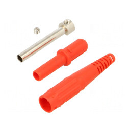Soclu Banană 4mm 32A 1kV Roșu Cu Izolație 2.5mm² | Electronic-mag.ro | Componente Electronice