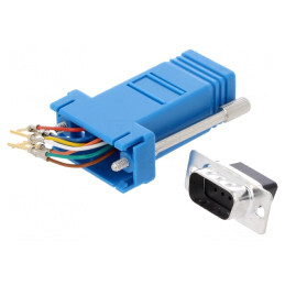 Adaptor D-Sub 9pin Tată la RJ45 Soclu Albastru | Electronic-mag.ro | Componente Electronice