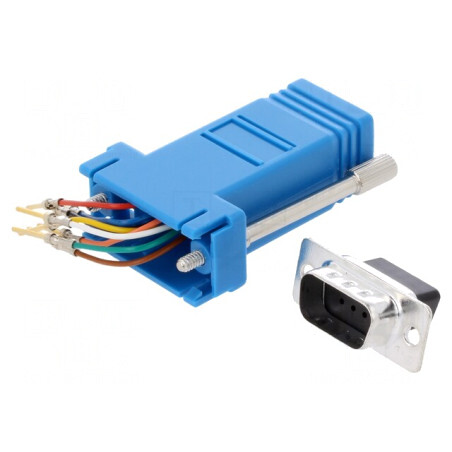 Adaptor D-Sub 9pin Tată la RJ45 Soclu Albastru | Electronic-mag.ro | Componente Electronice