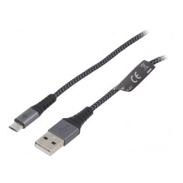 Cablu USB 2.0 A la Micro B 1m 480Mbps Textil | Electronic-mag.ro | Componente Electronice