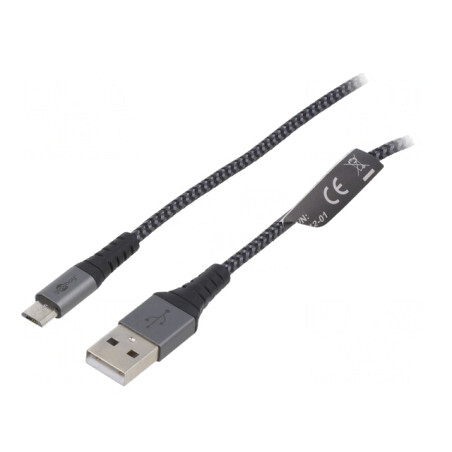 Cablu USB 2.0 A la Micro B 1m 480Mbps Textil | Electronic-mag.ro | Componente Electronice