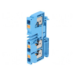 Conector de Șine 6mm2, 1 Pista, 3 Borne, Albastru Wemid | Electronic-mag.ro | Componente Electronice