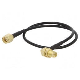 Cablu 50Ω 0,3m RP-SMA tată-mamă negru unghi drept | Electronic-mag.ro | Componente Electronice