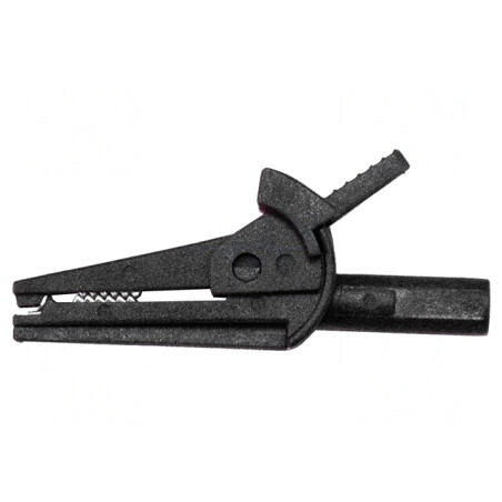 Bornă crocodil 6A neagră 15,7mm | Electronic-mag.ro | Componente Electronice