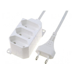 Prelungitor alimentare 3 prize PVC alb 1,5m 2,5A | Electronic-mag.ro | Componente Electronice