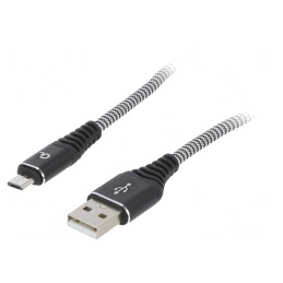 Cablu USB 2.0 A la Micro B Aurit 2m Negru | Electronic-mag.ro | Componente Electronice