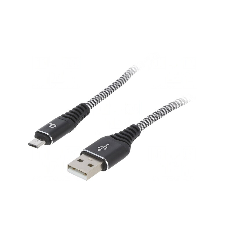 Cablu USB 2.0 A la Micro B Aurit 2m Negru | Electronic-mag.ro | Componente Electronice