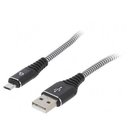 Cablu USB 2.0 A la Micro B Aurit 2m Negru | Electronic-mag.ro | Componente Electronice