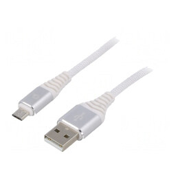 Cablu USB 2.0 A la Micro B Aurit 2m Alb | Electronic-mag.ro | Componente Electronice