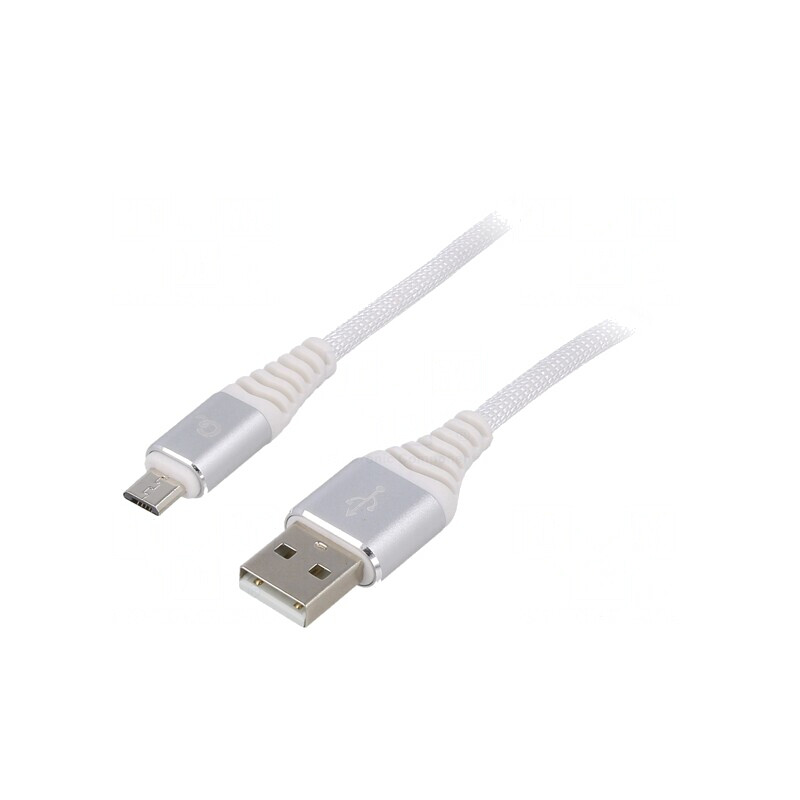 Cablu USB 2.0 A la Micro B Aurit 2m Alb | Electronic-mag.ro | Componente Electronice