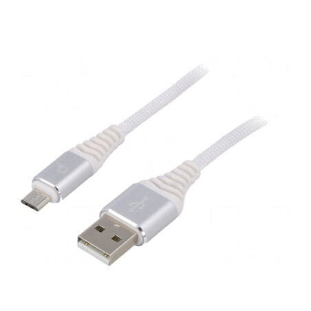 Cablu USB 2.0 A la Micro B Aurit 2m Alb | Electronic-mag.ro | Componente Electronice