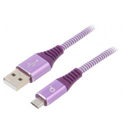 Cablu USB 2.0 USB A - Micro USB B Aurit 2m Violet | Electronic-mag.ro | Componente Electronice